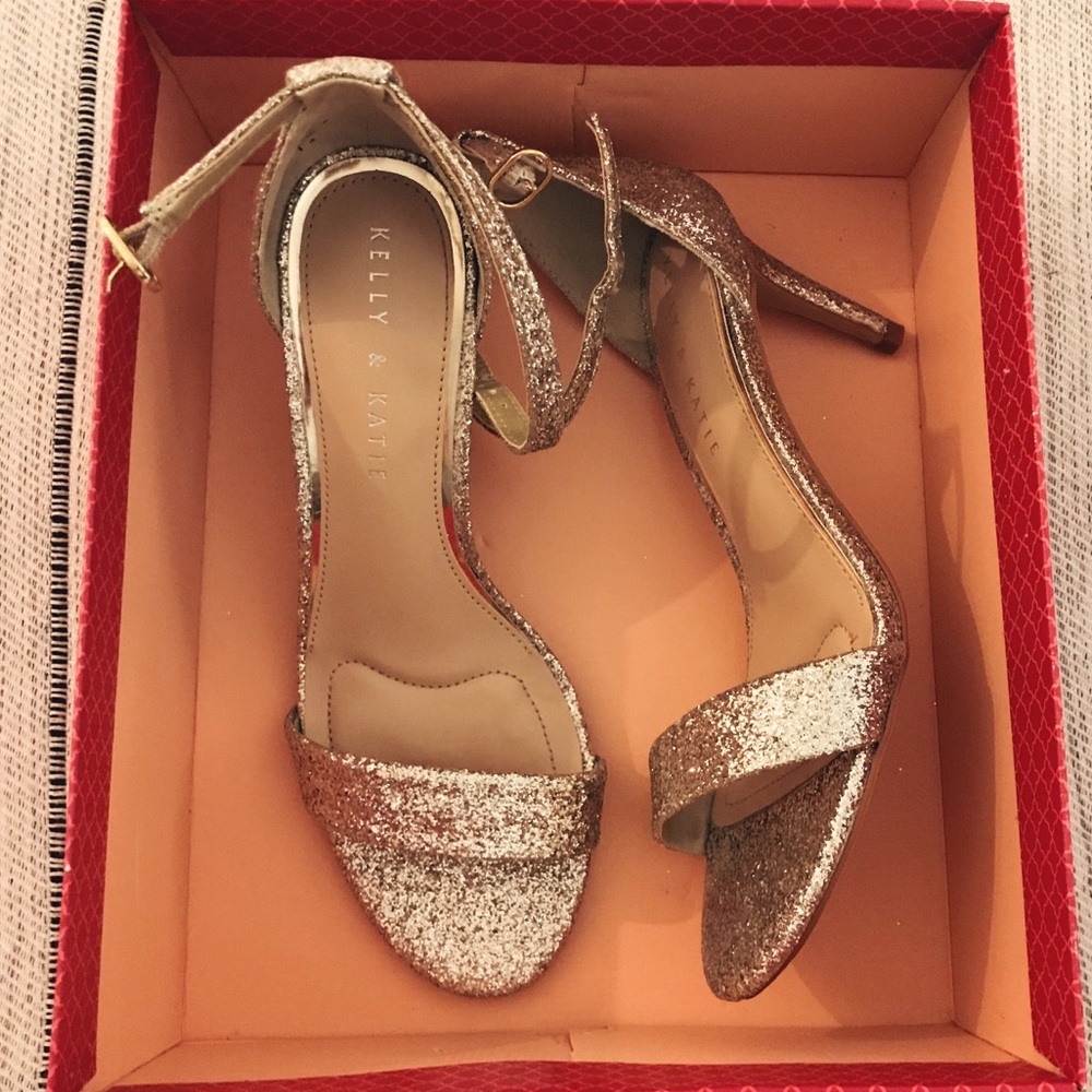 Kelly & Katie Gold Glitter Strappy Heel